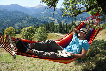 Sticker - Man resting in hammock outdoors on sunny day