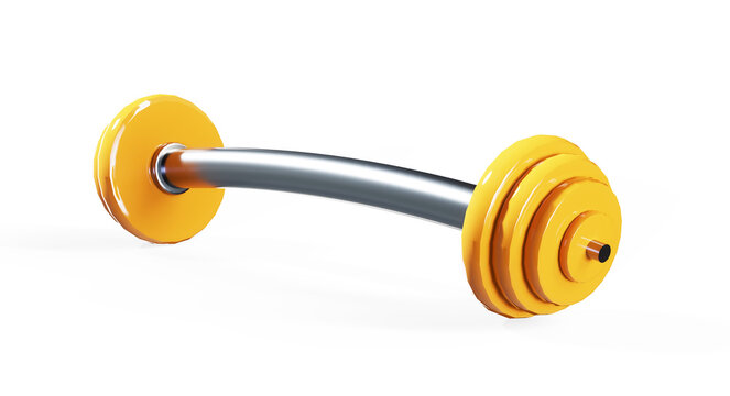 Green sport equipment dumbbells on green background, solid background, flat background, single color, 3d Rendering
