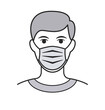 © Marty's Art - man with facemask grayscale covid
