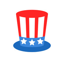 Uncle Sam Hat Icon. Clipart Image Isolated On White Background