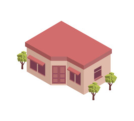 Poster - Small House Isometric Composition