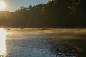 Wall Mural - sunset over the river