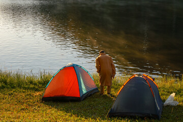 Canvas Print - camping in the mountains