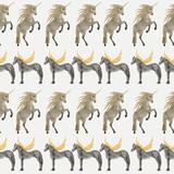 Fototapeta Dinusie - Pattern with gray Pegas and beige Unicorn. On white background. Illustration. 