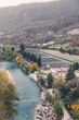 view of the mountain river and trout farming, trout farming