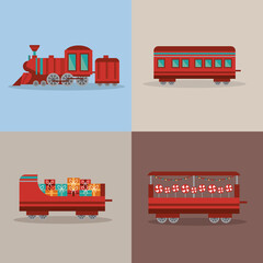 Canvas Print - christmas train four wagons