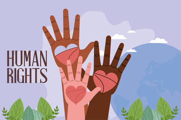 Wall Mural - human rights interacial hands