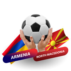 Soccer football competition match, national teams armenia vs north macedonia