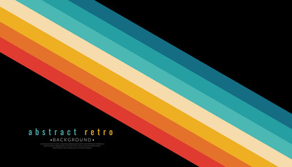 Wall Mural - retro colors diagonal lines background abstract. 70s stripe colorful rainbow. vector illustration.