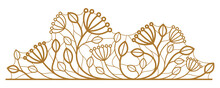 Floral Vector Design With Leaves Branches And Berries Isolated Over White, Classical Elegant Fashion Style Banner Or Text Divider For Design, Luxury Vintage Linear Emblem Or Frame Element.