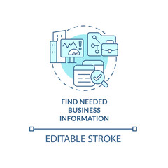 Fototapete - Find needed business information blue concept icon. Search for work data on computer. Employee monitoring abstract idea thin line illustration. Vector isolated outline color drawing. Editable stroke