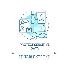 Protect sensitive data blue concept icon. Ensure safety of work information. Employee monitoring abstract idea thin line illustration. Vector isolated outline color drawing. Editable stroke