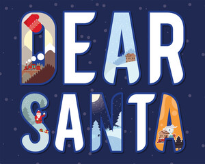 Sticker - christmas dear santa lettering