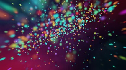 Wall Mural - abstract looping motion background with flying bright particles. animated overlay with bokeh colorfu