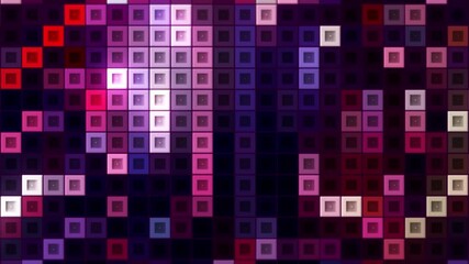 Aufkleber - Colorful pixelated animation with blinking square blocks in mainly lilac tones, seamless loop. Motion. Shimmering mosaic retro decorative wall.