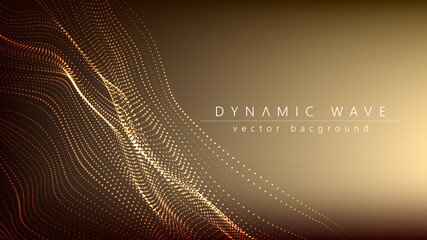 Poster - Wave of particles. Technology background concept dynamic wave Vector illustration. Futuristic point wave.
