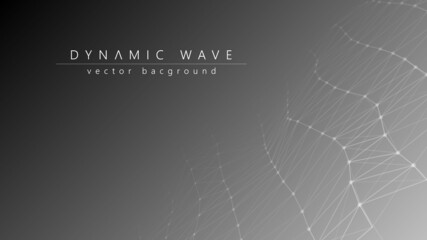 Poster - Wave of particles. Technology background concept dynamic wave Vector illustration. Futuristic point wave.