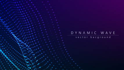 Poster - Wave of particles. Technology background concept dynamic wave Vector illustration. Futuristic point wave.