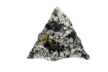 Macro Stone Mineral Pyrrhotite, Quartz, Sphalerite, Calcite, Galena On White Background