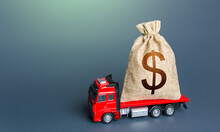 Truck With A Dollar Money Bag. Loan Or Deposit. Financial Aid, Investments And Subsidies. Compensation. High Super Income. Debt Load. Cash Collection. Money Transfers And Transactions. Pay Taxes.
