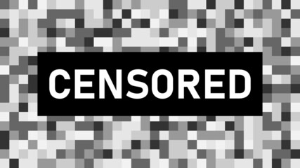 Censored pixel sign for prohibited content. Age restrictions. Grid pattern of gray squares.