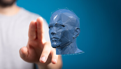 Poster - Human head cyber mind digital technology.
