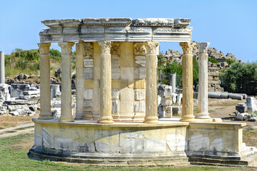 Wall Mural - Agora and the Tyukhe Temple in Side. Antique market square. Ruin. Amphitheater. Turkey