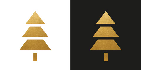 Wall Mural - Golden Christmas Tree - Modern Vector Shape