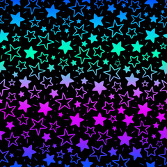 Sticker - seamless background with bright neon stars