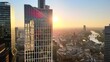 cinematic aerial view shot of Frankfurt am Main de on color sunset, financial capital of Europe, Germany (part 2)