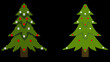 8 bit christmas pixelated tree pixel art xmas tree with balls vector illustration isolated on black background