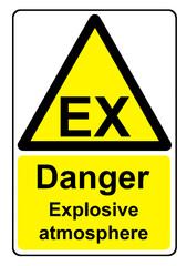 Wall Mural - Danger Explosive Atmosphere in this area yellow warning sign