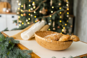 christmas kitchen table in loft style