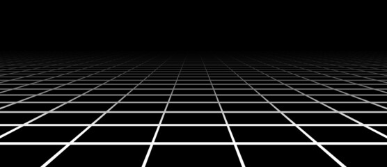 Poster - Vector gradient grid. Perspective tile of lines. Detailed vector illustration.