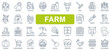 © alexdndz - Farm concept simple line icons set. Bundle of house, tractor, milk products, cow, cheese, carrot, garden, greenhouse, beekeeping and other. Vector pack outline symbols for website or mobile app design