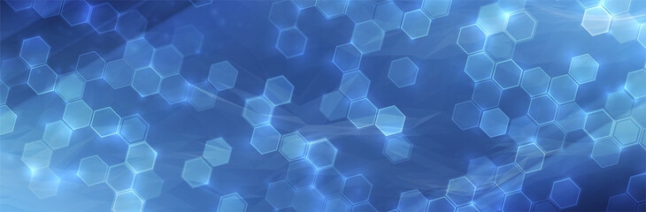 Aufkleber - Futuristic Hexagon background. Blue Hexagonal pattern. Modern vector illustration