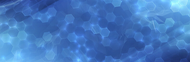 Aufkleber - Futuristic Hexagon background. Blue Hexagonal pattern. Modern vector illustration