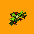 frog esport mascot logo design ilustration premium vector, red eyed frog