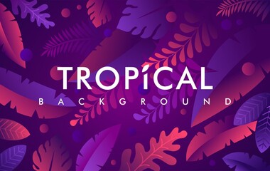 Wall Mural - vector illustration in trendy flat style and bright bright gradient colors, exotic leaves or forest 