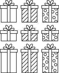 Wall Mural - Gift Boxes / Presents Clipart set - Outlines