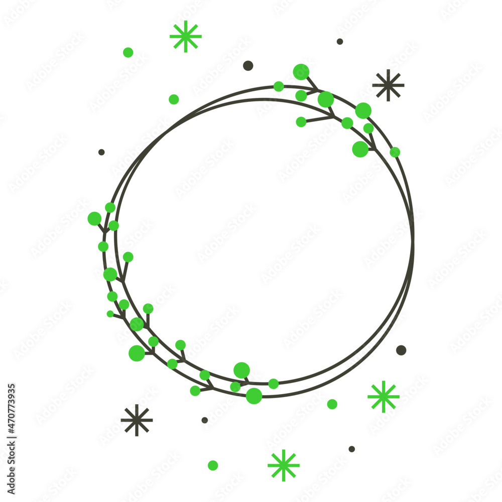 Christmas abstract green floral frame wreath with white background ...
