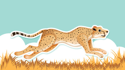 Sticker - Thumbnail design with leopard running