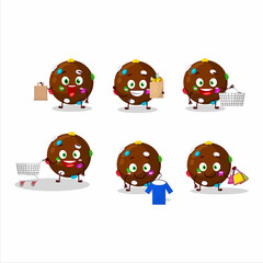 Sticker - A Rich chocolate candy mascot design style going shopping