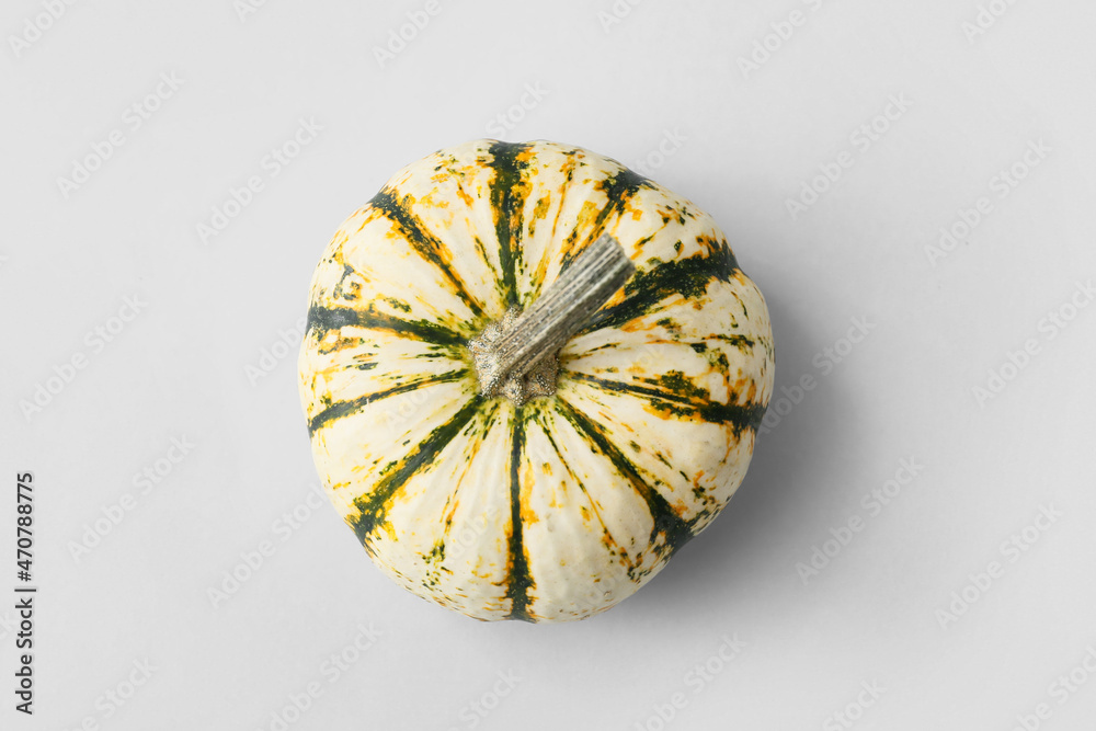 Whole fresh pumpkin on light background