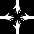 © sljubisa - Hands of teamwork icon isolated on dark background