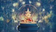 Christmas Snowglobe And Fireworks 3D Render