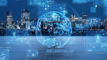 Poster - Global communication network concept. Digital transformation.