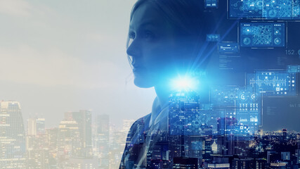 Aufkleber - Business and technology concept. Communication network. GUI (Graphical User Interface).