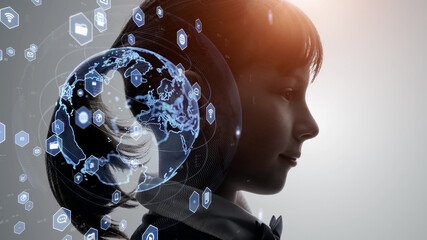 Aufkleber - Education technology concept. EdTech. AI (Artificial Intelligence). Digital transformation.