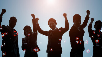 Poster - Success of business concept. Group of businessperson.